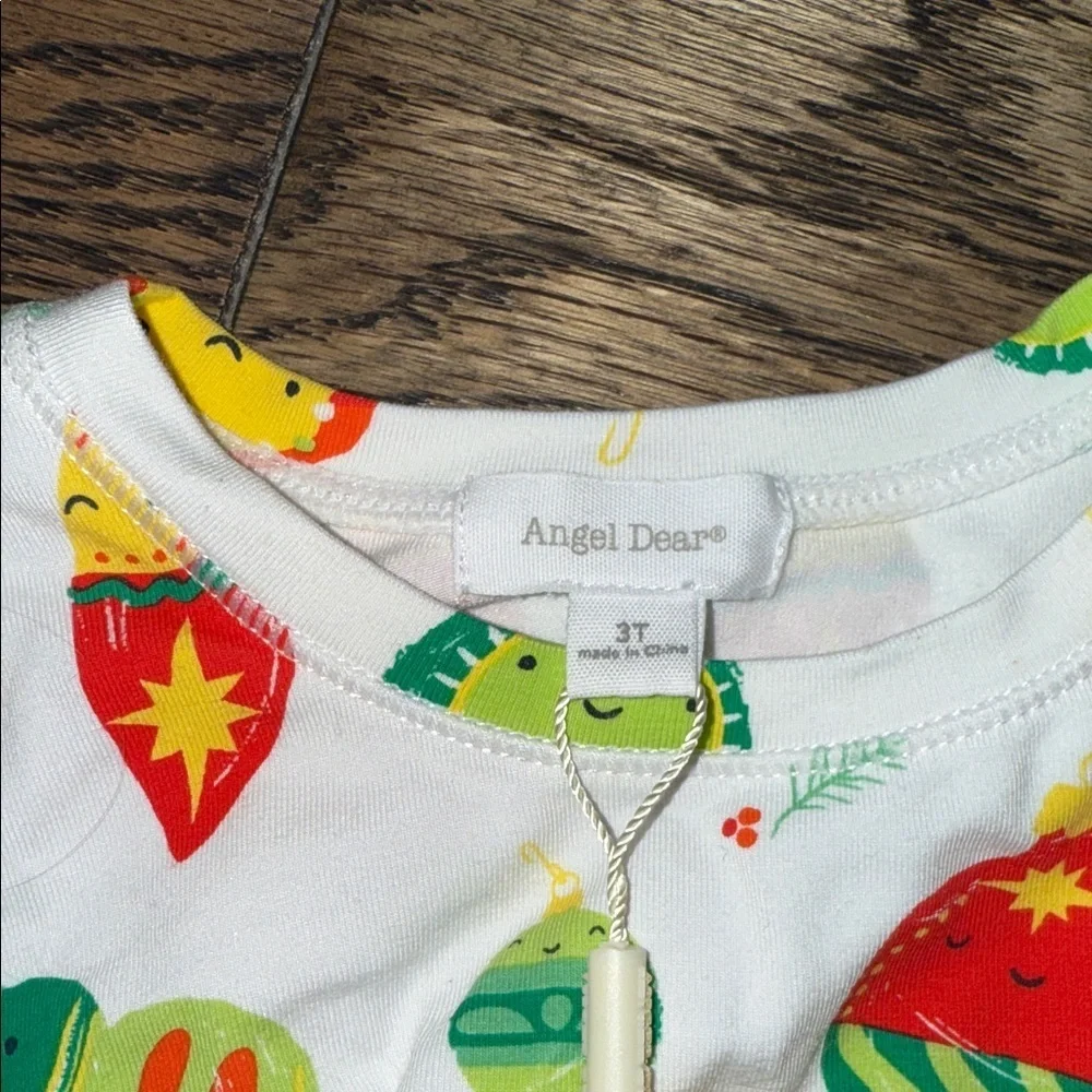 Festive Ornament Print Long-Sleeve Top and bottom pj set 3t toddler holiday